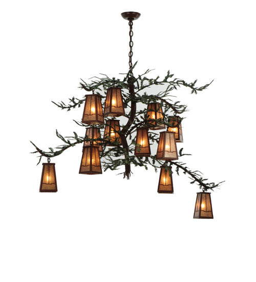 54"W Pine Branch Valley View 12 Lt Chandelier