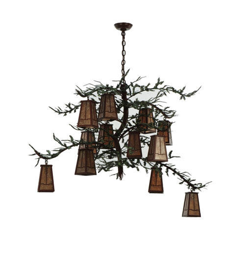 54"W Pine Branch Valley View 12 Lt Chandelier