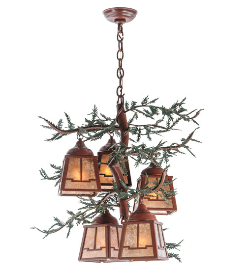 28"W Pine Branch Valley View 5 Lt Chandelier