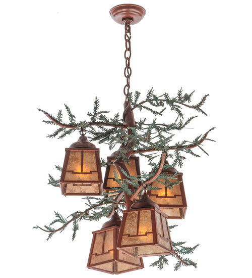 28"W Pine Branch Valley View 5 Lt Chandelier