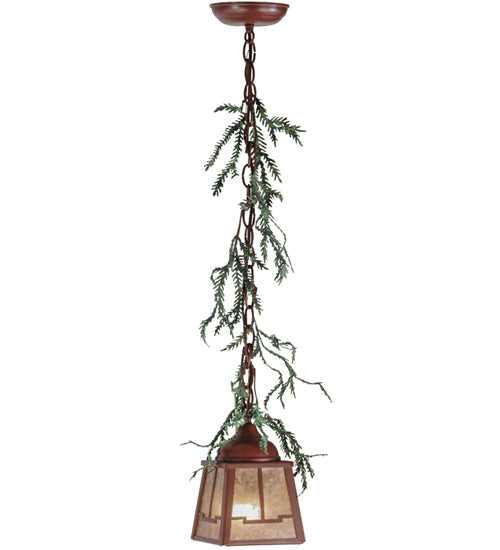 5.5"Sq Pine Branch Valley View LED Mini Pendant