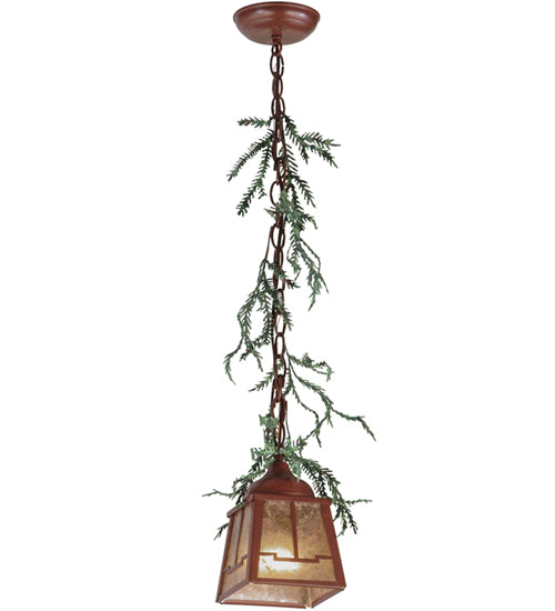 5.5"Sq Pine Branch Valley View LED Mini Pendant