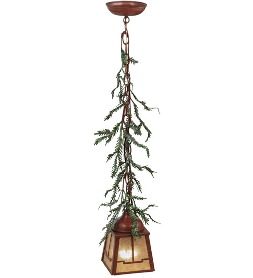 5.5"Sq Pine Branch Valley View LED Mini Pendant