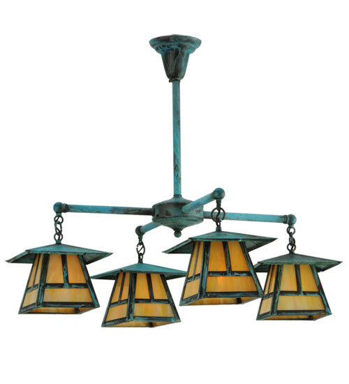 32"W Craftsman Signature Stillwater 4 Lt "T" Mission Chandelier