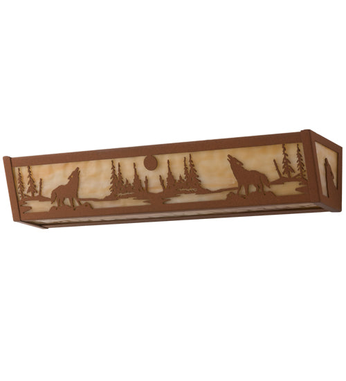 24" Wide Wolf On The Loose Vanity Light