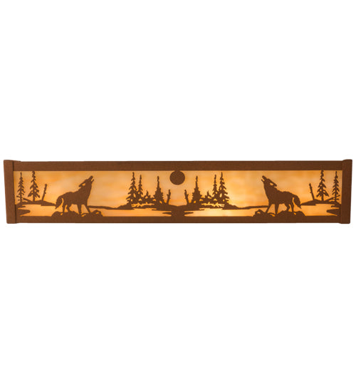 24" Wide Wolf On The Loose Vanity Light