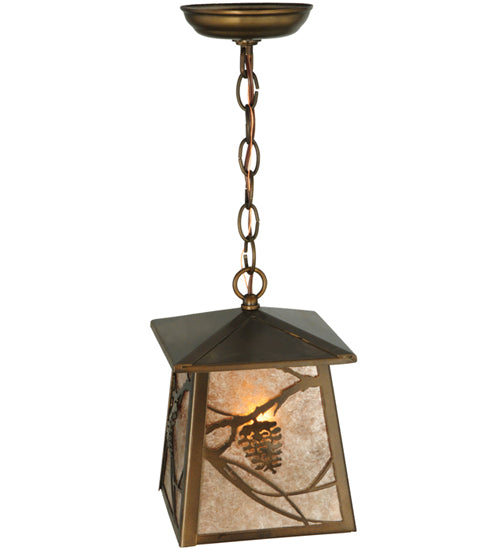 7"Sq Whispering Pines Lantern Pendant