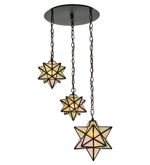 21"W Moravian Star 3 Lt Cascading Pendant