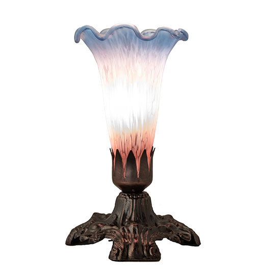 7" High Pink/Blue Tiffany Pond Lily Victorian Mini Lamp