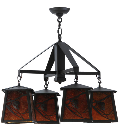 28"W Whispering Pines 4 Lt Chandelier