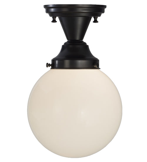 8"W Revival Schoolhouse White Globe Semi-Flushmount