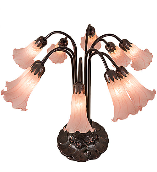 24"H Pink Pond Lily 10 Lt Table Lamp