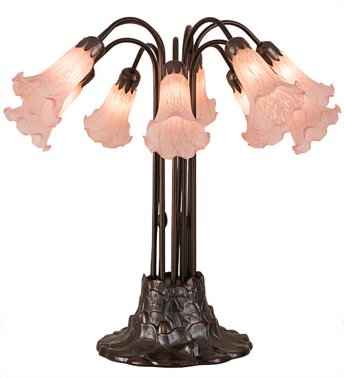 24"H Pink Pond Lily 10 Lt Table Lamp