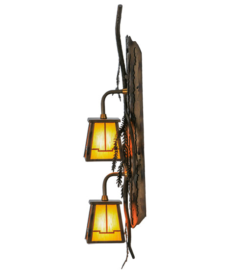 6.5" Wide Pine Branch Valley View 2 Light Wall Sconce