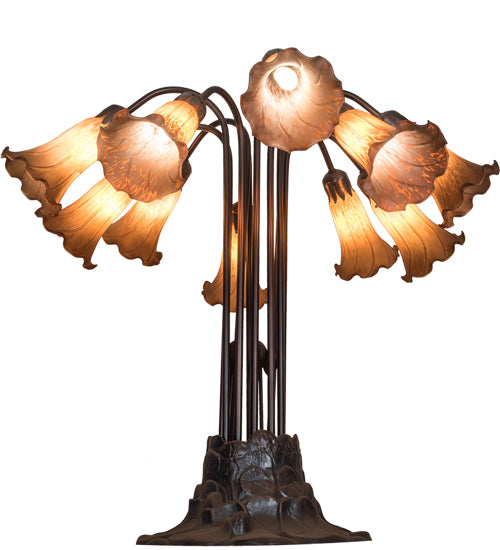 22"H Amber Pond Lily 10 Lt Table Lamp