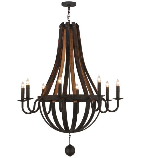 45"W Barrel Stave Madera 8 Lt Chandelier