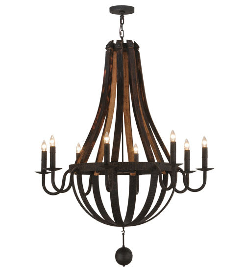 45"W Barrel Stave Madera 8 Lt Chandelier