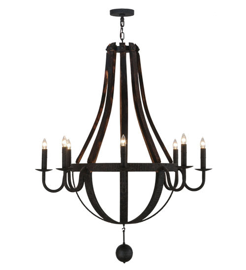 45"W Barrel Stave Madera 8 Lt Chandelier