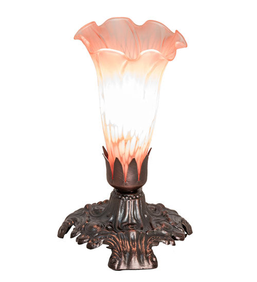 7" High Pink Tiffany Pond Lily Victorian Mini Lamp