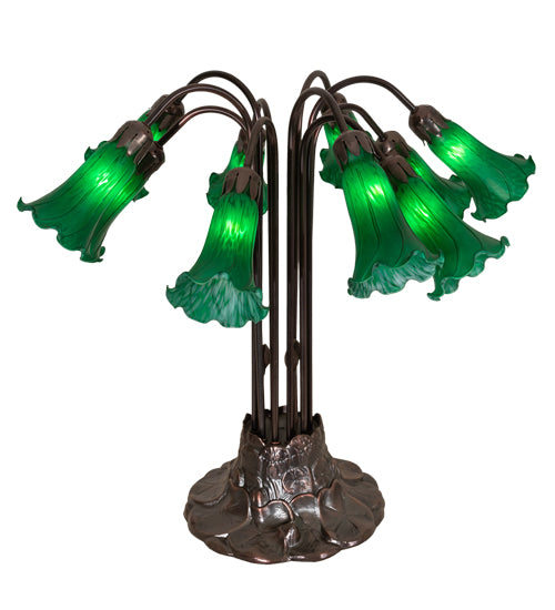 22"H Green Pond Lily 10 Lt Table Lamp