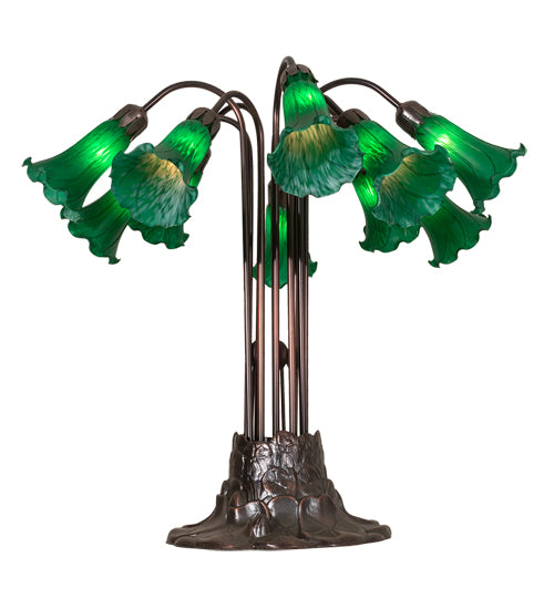 22"H Green Pond Lily 10 Lt Table Lamp