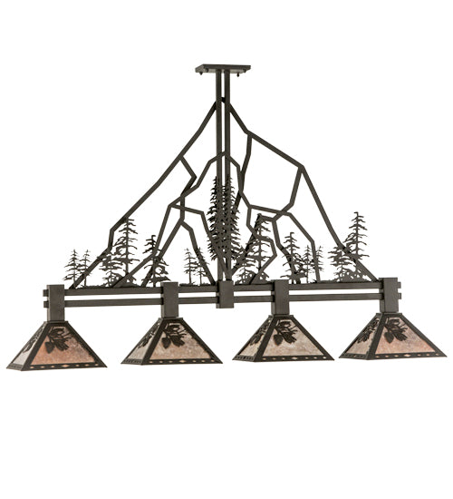 60" Long Tall Pines 4 Light Island Pendant