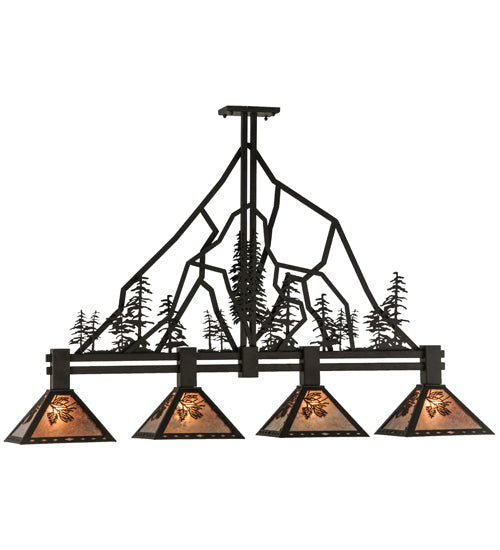 60" Long Tall Pines 4 Light Island Pendant