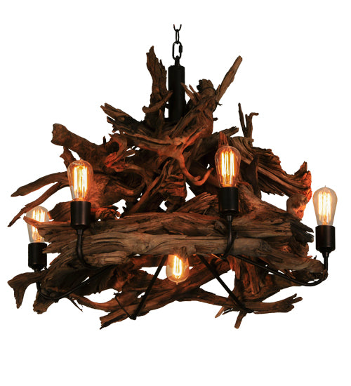 30" Wide Driftwood 7 Light Chandelier