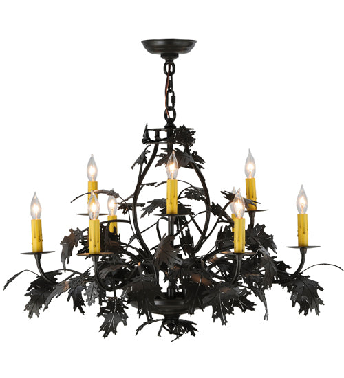 32" Wide Oak Leaf & Acorn 9 Light Chandelier