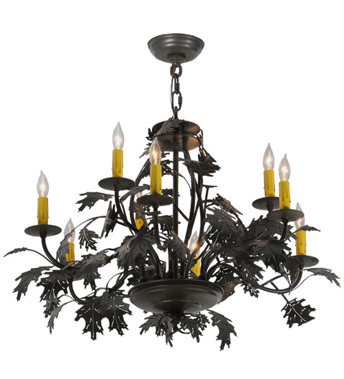 32" Wide Oak Leaf & Acorn 9 Light Chandelier