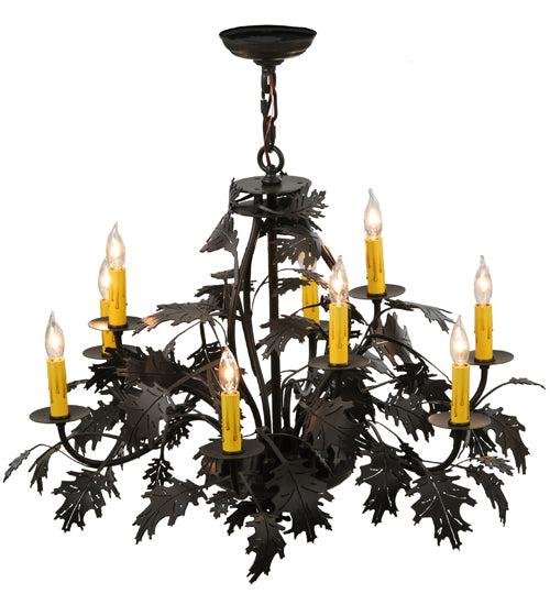 32" Wide Oak Leaf & Acorn 9 Light Chandelier