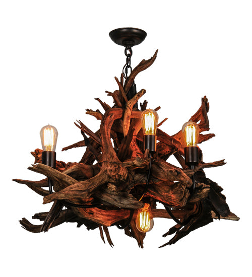 30" Wide Driftwood 6 Light Chandelier