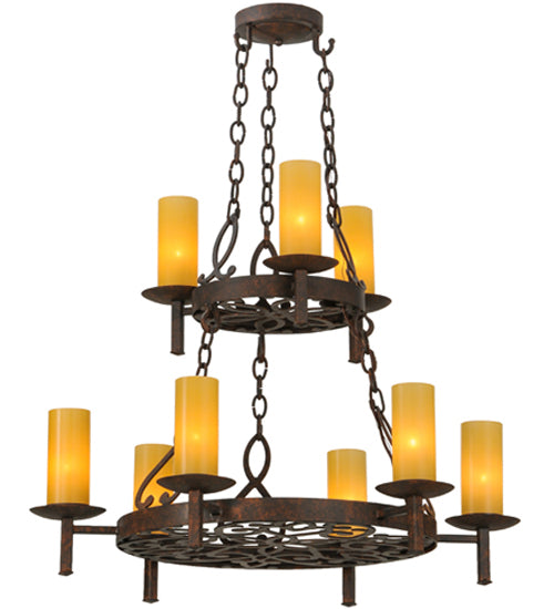 33" Wide Newcastle 9 Light Two Tier Chandelier