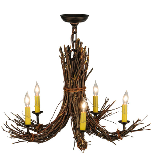 28" Wide Twigs 5 Light Chandelier