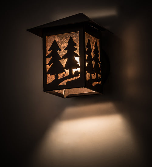 7" Wide Twin Spruce Trees Wall Sconce