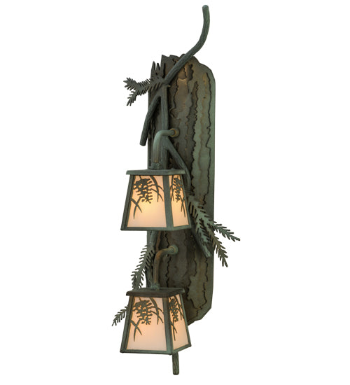 10" Wide Pine Branch Winter Pine 2 Light Wall Sconce