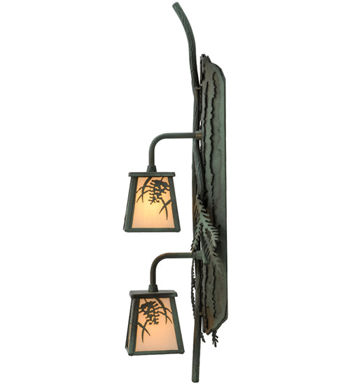 10" Wide Pine Branch Winter Pine 2 Light Wall Sconce