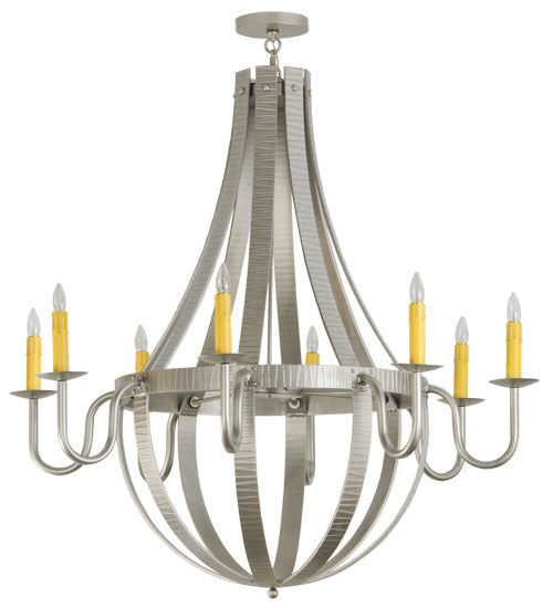 48"W Barrel Stave Metallo 8 Lt Chandelier