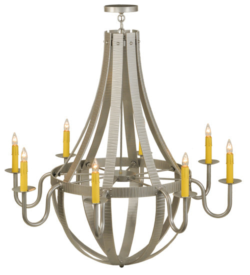 48"W Barrel Stave Metallo 8 Lt Chandelier