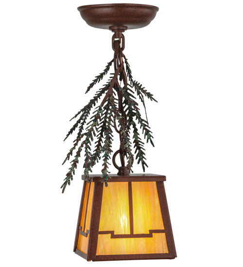 5.5"Sq Pine Branch Valley View Mini Pendant