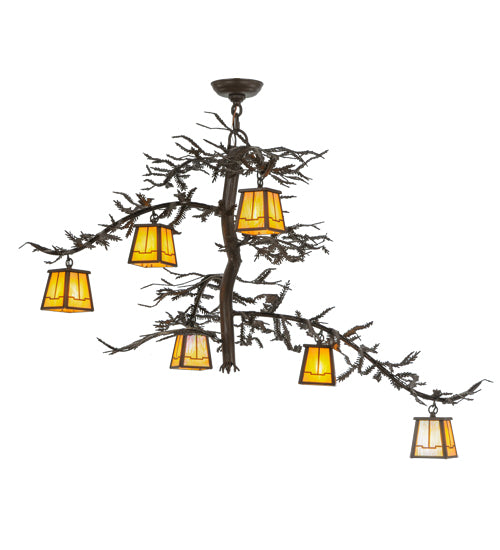 45"W Pine Branch Valley View 6 Lt Chandelier