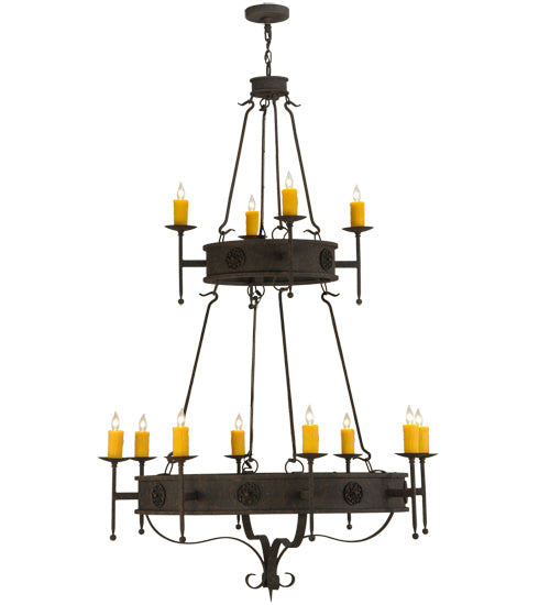 48"W Lorenzo 12 Lt Two Tier Chandelier