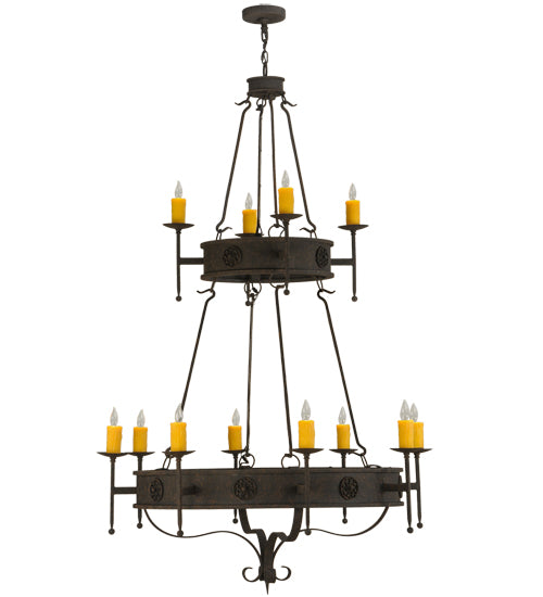 48"W Lorenzo 12 Lt Two Tier Chandelier