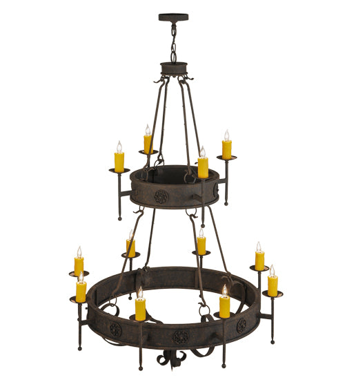 48"W Lorenzo 12 Lt Two Tier Chandelier