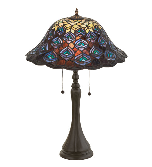 22"H Tiffany Peacock Feather Table Lamp