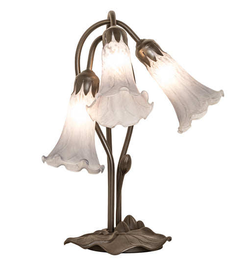 16" High Gray Tiffany Pond Lily 3 Light Accent Lamp