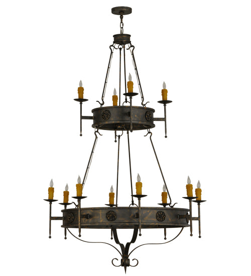 48"W Lorenzo 12 Lt Two Tier Chandelier