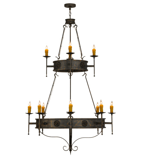 48"W Lorenzo 12 Lt Two Tier Chandelier