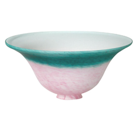 10"W Pink/Teal Pate-De-Verre Bell Shade