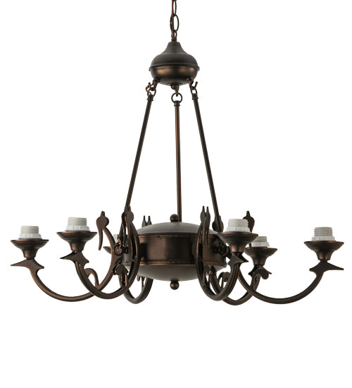 33"W Daffodil Bell 6 Lt Chandelier